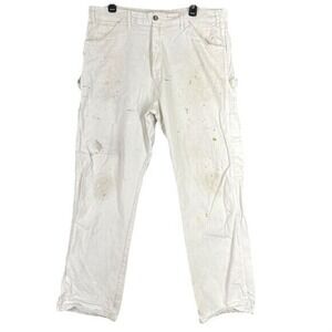 Dickies‎ Work Pants Men 38x32 Utility Carpenter Pocket Straight Paint Splatter